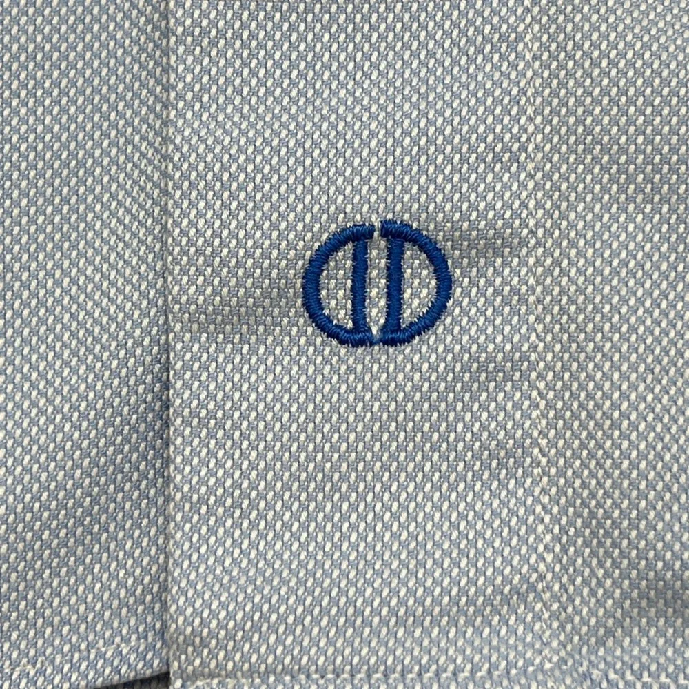 David‎ Donahue Mens Light Blue 100% Cotton Dress Shirt 18.5 34/35 Micro Pattern